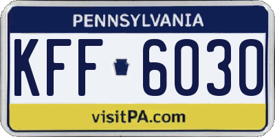 PA license plate KFF6030