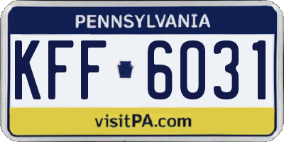 PA license plate KFF6031