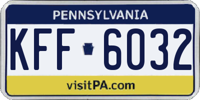 PA license plate KFF6032