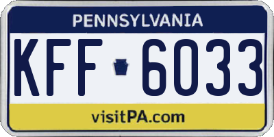 PA license plate KFF6033