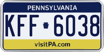 PA license plate KFF6038