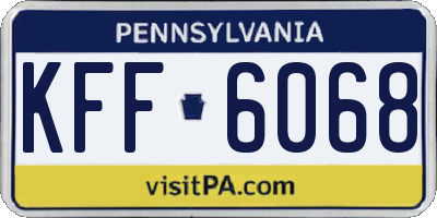 PA license plate KFF6068