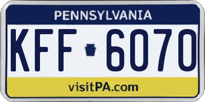 PA license plate KFF6070