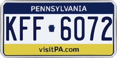 PA license plate KFF6072