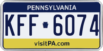PA license plate KFF6074