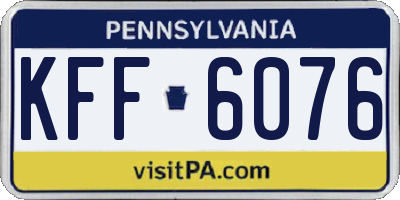 PA license plate KFF6076
