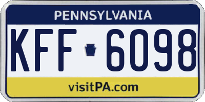 PA license plate KFF6098