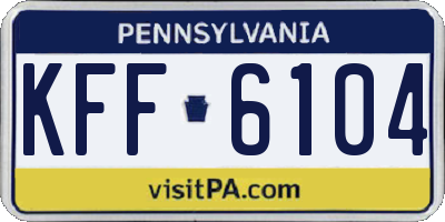 PA license plate KFF6104