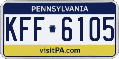 PA license plate KFF6105