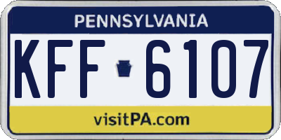 PA license plate KFF6107
