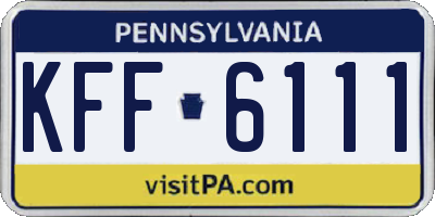 PA license plate KFF6111
