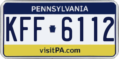 PA license plate KFF6112