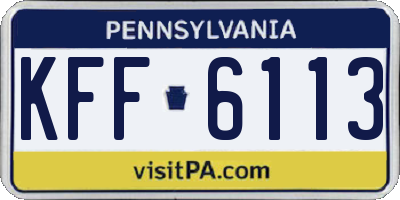 PA license plate KFF6113