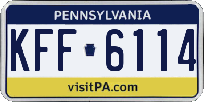 PA license plate KFF6114