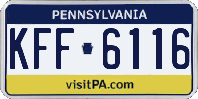 PA license plate KFF6116