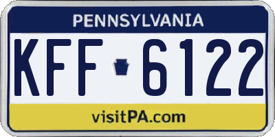 PA license plate KFF6122