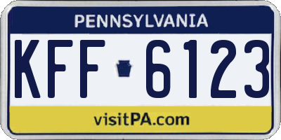 PA license plate KFF6123