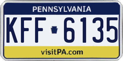 PA license plate KFF6135