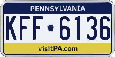 PA license plate KFF6136