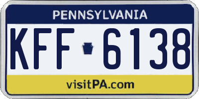 PA license plate KFF6138