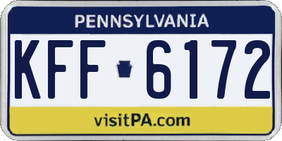 PA license plate KFF6172