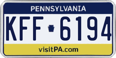 PA license plate KFF6194