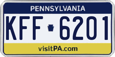 PA license plate KFF6201