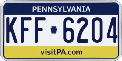 PA license plate KFF6204