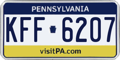 PA license plate KFF6207