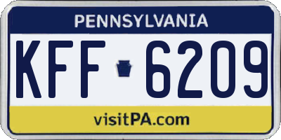 PA license plate KFF6209