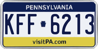 PA license plate KFF6213