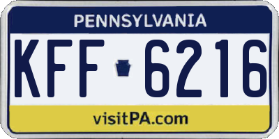 PA license plate KFF6216