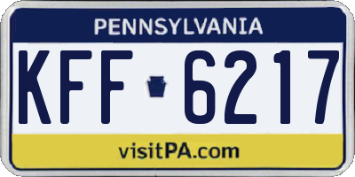 PA license plate KFF6217