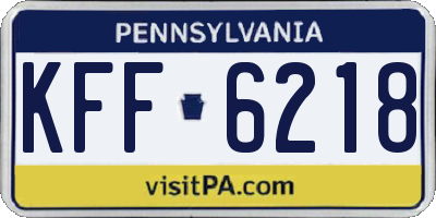 PA license plate KFF6218