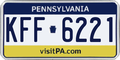 PA license plate KFF6221