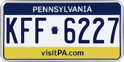 PA license plate KFF6227