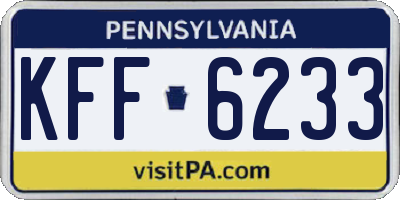 PA license plate KFF6233