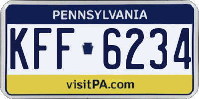 PA license plate KFF6234