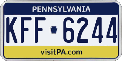 PA license plate KFF6244