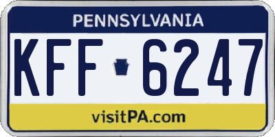 PA license plate KFF6247