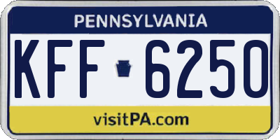 PA license plate KFF6250