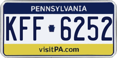PA license plate KFF6252