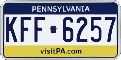 PA license plate KFF6257
