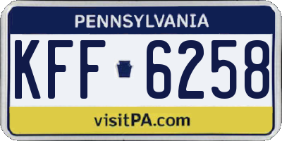 PA license plate KFF6258