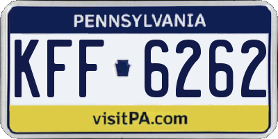 PA license plate KFF6262