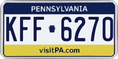 PA license plate KFF6270