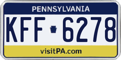 PA license plate KFF6278