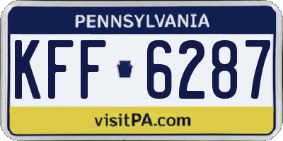 PA license plate KFF6287