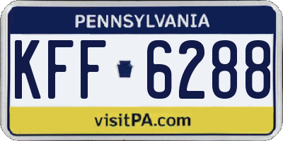 PA license plate KFF6288