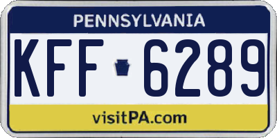 PA license plate KFF6289